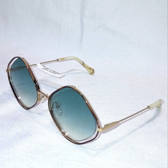 Chloé Poppy 57mm Diamond Shape Sunglasses-Blue Havana - Picture 4 of 13